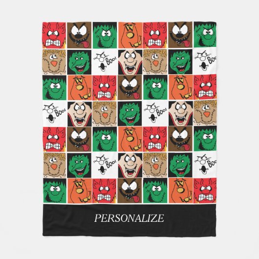 Halloween Fun Faces Fleece Deken (Voorkant)