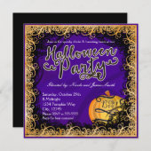 Halloween Fun Purple & Orange Invitations (Devant / Derrière)