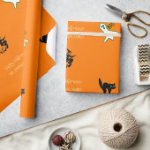 Halloween Fun Spooky Cat Ghost Witch Aangepaste Te Cadeaupapier