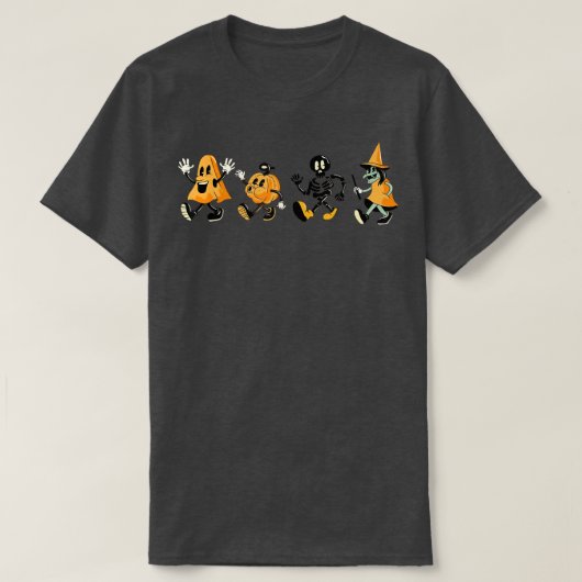 Halloween Funny Dansende Ghosts Pumpkin Skeleton W T-shirt (Design voorkant)
