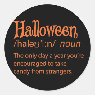 Halloween Funny Dictionary Definition Ronde Sticker