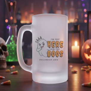 Halloween Funny Ghost Pun Just Here voor de boeken Matglas Bierpul