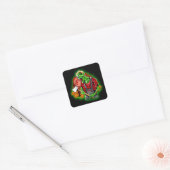Halloween Funny Green Zombie Ax over Vierkante Sticker (Envelop)
