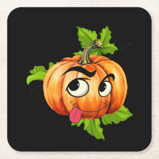 Halloween Funny Pumpkin Face Vierkante Kartonnen Onderzetter