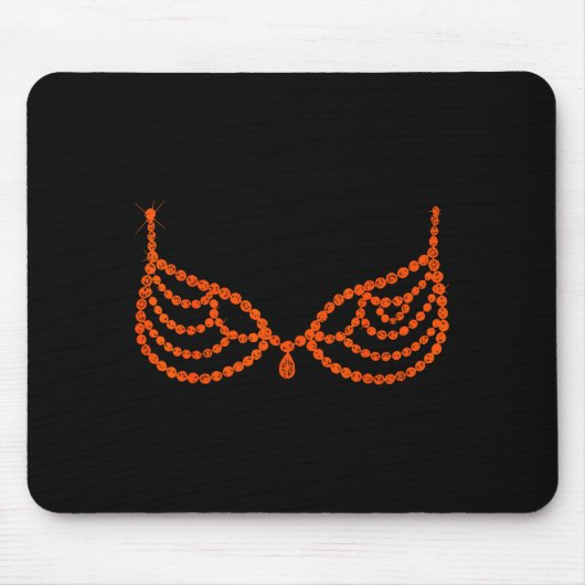 Halloween Funny Showgirl Orange Crystal Bra Lazy C Muismat (Voorkant)