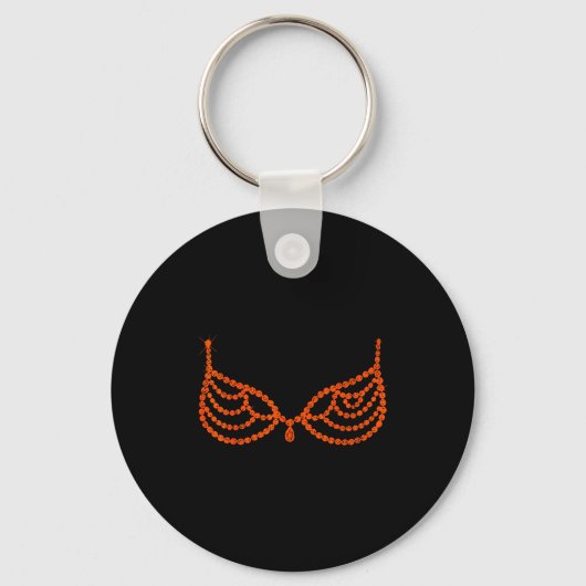 Halloween Funny Showgirl Orange Crystal Bra Lazy C Sleutelhanger (Voorkant)