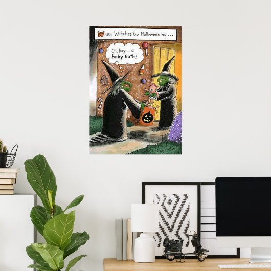 Halloween Funny Witches Trick or treat Poster (Thuiskantoor)