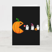 Halloween Gamer Pumpkin Eating Ghost Costume Men B Kaart (Voorkant)