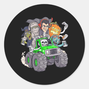 Halloween Gamer Skeleton Zombie Monster Truck Boys Ronde Sticker