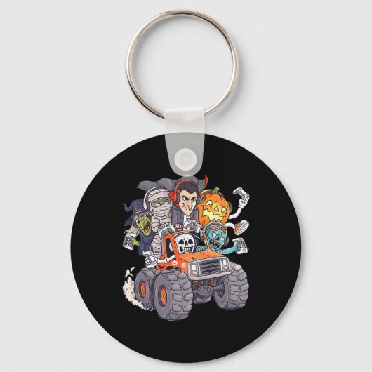 Halloween Gamer Skeleton Zombie Monster Truck Boys Sleutelhanger (Voorkant)