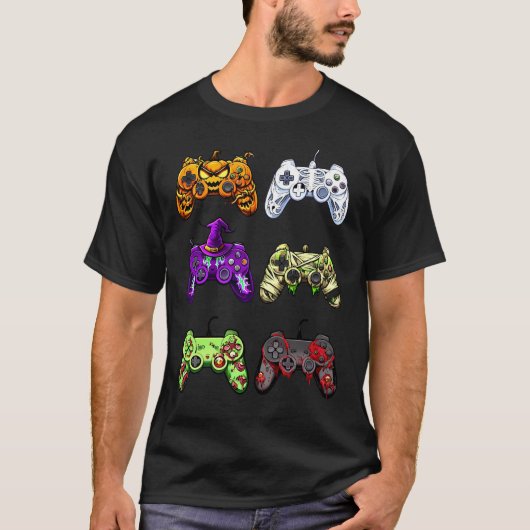 Halloween Gaming Controllers Zombie Skeleton T-shirt (Voorkant)