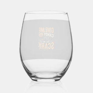 Halloween Geef Me Snoep Angstaanjagende Kat Wijnglas Zonder Voet