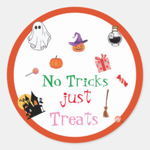 Halloween Geen trucs alleen trakteert op griezelig Ronde Sticker