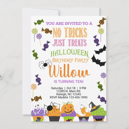 Halloween geen trucs behandelt alleen verjaardagsu kaart (Voorkant)