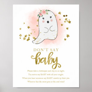 Halloween Geest Baby Shower Zeg Niet Baby Bord Poster
