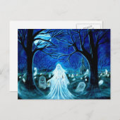 Halloween, geest, begraafplaats, grafstenen, kerkh briefkaart (Voorkant / Achterkant)