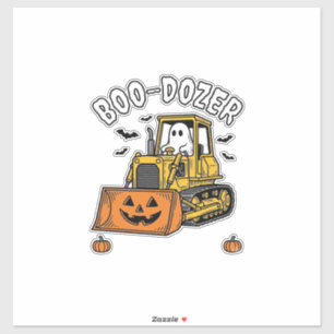 Halloween Geest Boo Dozer Grappige Bulldozer_1 Sticker