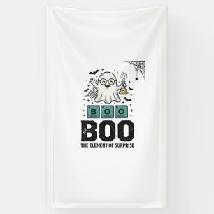Halloween Geest Boo Wetenschap Grappig Vintage_1 Spandoek