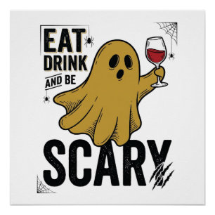 Halloween Geest Eet Drink En Wees Eng Vintage_1 Perfect Poster