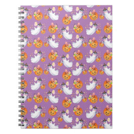 Halloween-geest en -snoepjes naadloze clipbo notitieboek