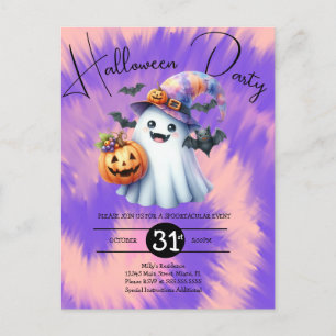 Halloween Geest Feest Tie Dye Hand Getekend Uitnodiging Briefkaart