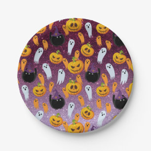 Halloween Geest Glitter Patroon Feest Papieren Bordje