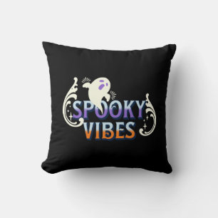 Halloween Geest Griezelige Vibes Typografie Letter Kussen