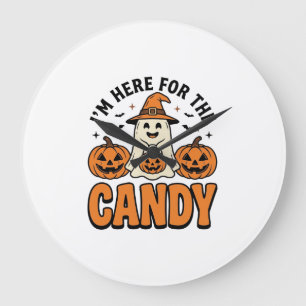 Halloween Geest Hier Voor De Snoepjes Schattig Vin Grote Klok