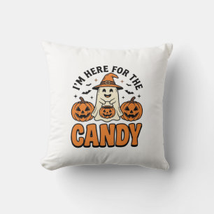 Halloween Geest Hier Voor De Snoepjes Schattig Vin Kussen