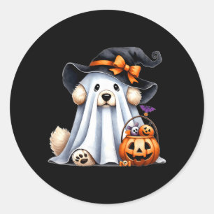 Halloween Geest Hond Ronde Sticker