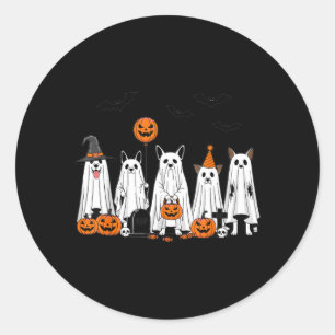 Halloween Geest Honden Mooie Pompoen Cartoon Ontwe Ronde Sticker