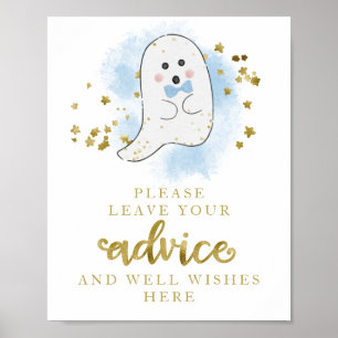 Halloween Geest Jongen Baby Borrel Advies Bord Poster