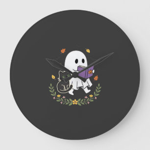 Halloween Geest Kat Leest Boek Bloemendesign_1 Grote Klok