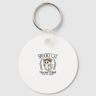 Halloween Geest Kat Sociale Club Retro Griezelen C Sleutelhanger