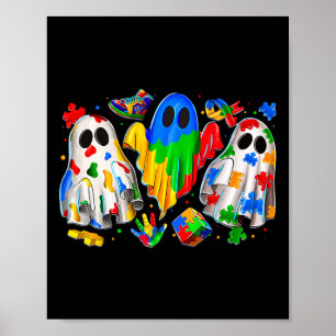 Halloween Geest Kleurrijke Puzzel Lint Autisme Bew Poster