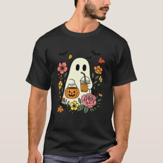 Halloween Geest Koffie Bloemen voor Meisjes T-shirt