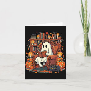 Halloween Geest Leest Boeken Pompoen Zwarte Kat Kaart