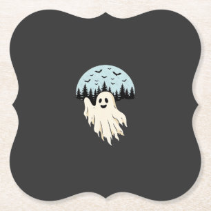 Halloween Geest Maan Bos Ontwerp_1 Kartonnen Onderzetters
