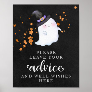 Halloween Geest Meisje Baby Borrel Advies Bord Poster
