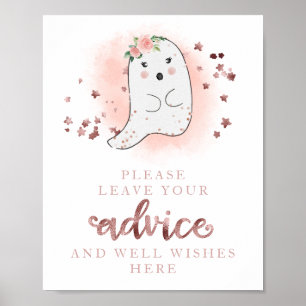 Halloween Geest Meisje Baby Borrel Advies Bord Poster