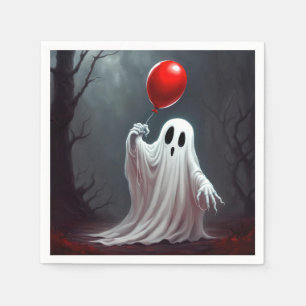 Halloween Geest Met Rode Ballon Servet