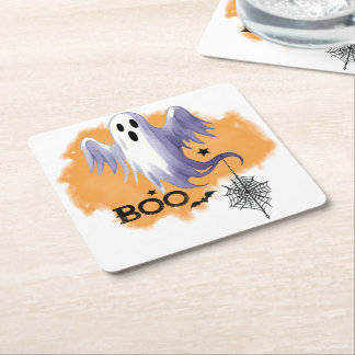 HALLOWEEN Geest Met Spinnenweb Vierkante Kartonnen Onderzetter
