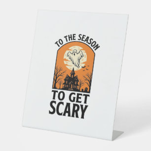 Halloween Geest Om Schrikwekkende Vintage Spoken_1 Reclamebord Met Voetstuk
