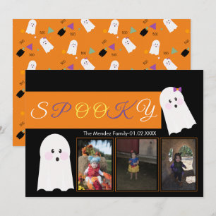 Halloween Geest Patroon Collage Foto Kaart