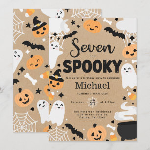 Halloween Geest Pompoen 7e Verjaardagsfeestje Kaart