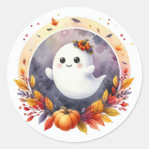 Halloween Geest & Pompoen Design Baby Shower Ronde Sticker