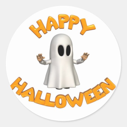 Halloween geest ronde sticker (Voorkant)