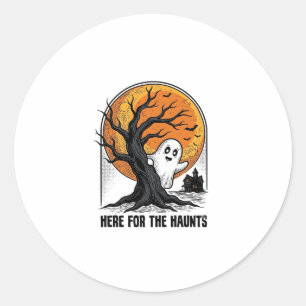 Halloween Geest Shirt Vintage Geheime Maan Design_ Ronde Sticker