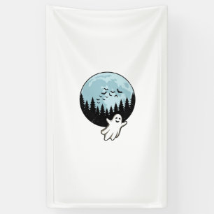 Halloween Geest Spokenbos Maan Vintage_1 Spandoek