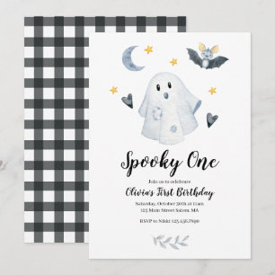 Halloween Geest Spokenige Eén 1e Verjaardagsuitnod Kaart